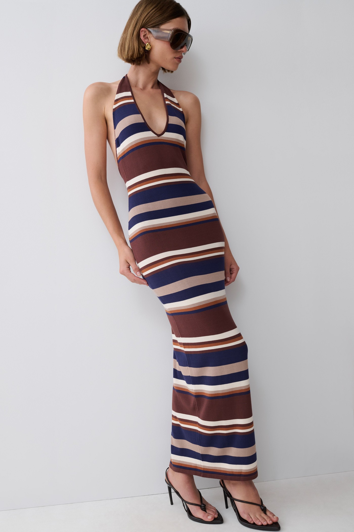 Brienne Stripe Midi Dress - Navy/Neutral view 4