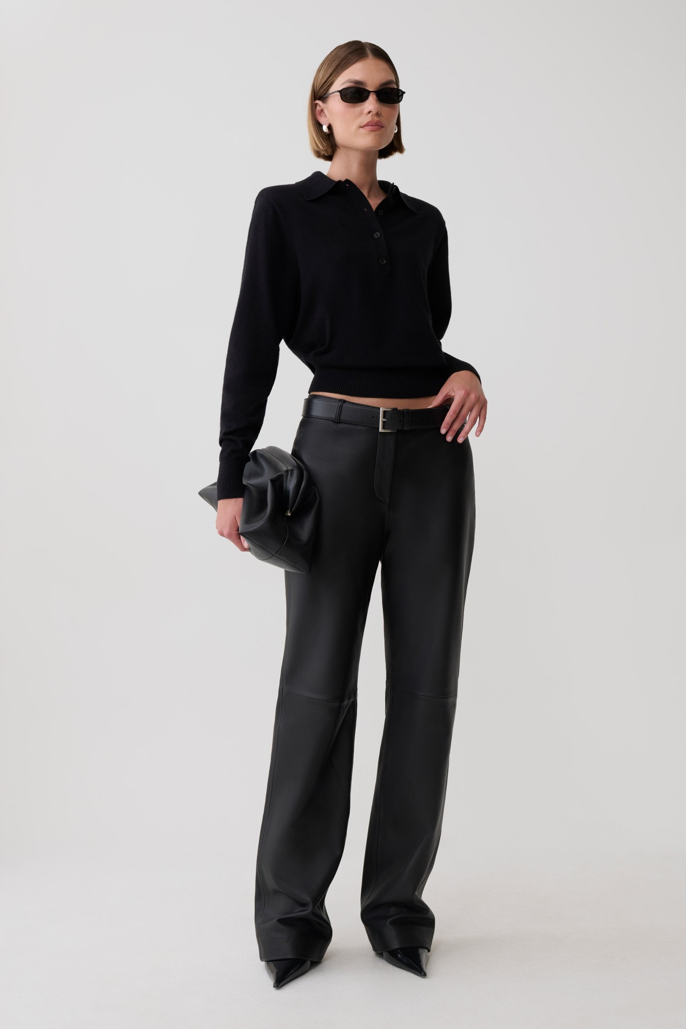 Logan Knit Top With Shoulder Pads - Black view 4